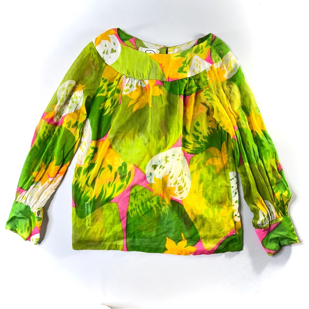 Vintage Guy D by Leo Narducci bright color gauzy blouse/S